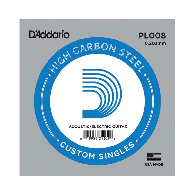 D'Addario PL008 Plain Steel Guitar Single String, .008